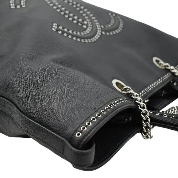 CHANEL  Coco Eyelets Large Leather Shopping Tote Shoulder Black - Picture 5 of 16